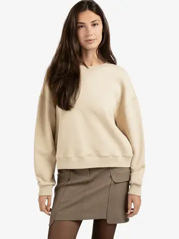Yaya Sweater with Round Neck and Dropped Shoulders Yellow Sand Beige Melange