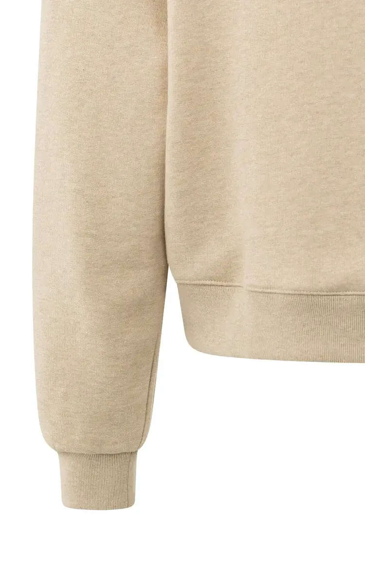 Yaya Sweater with Round Neck and Dropped Shoulders Yellow Sand Beige Melange