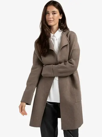Yaya Long Coatigan with Patch Pockets Brown Melange