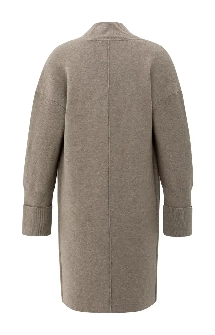 Yaya Long Coatigan with Patch Pockets Brown Melange