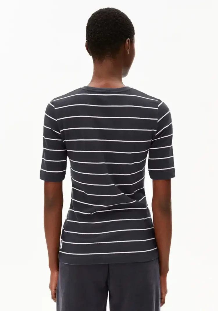 Armedangels Jaanisara Fine Stripe Shirt Dark Steel-Oatmilk