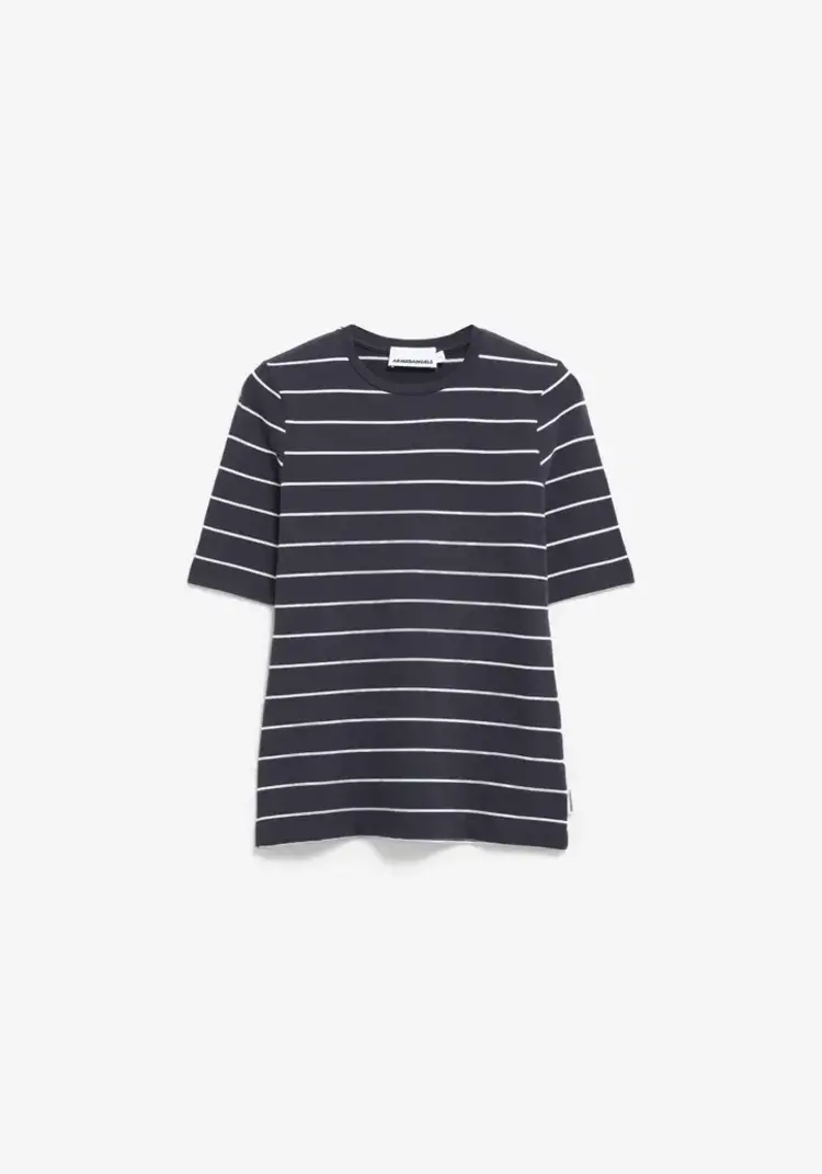 Armedangels Jaanisara Fine Stripe Shirt Dark Steel-Oatmilk