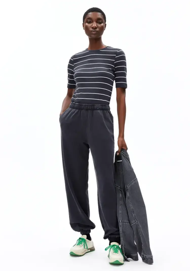 Armedangels Jaanisara Fine Stripe Shirt Dark Steel-Oatmilk