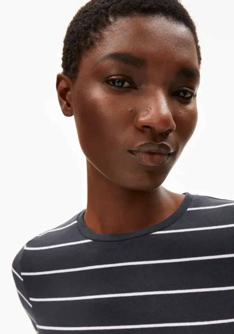 Armedangels Jaanisara Fine Stripe Shirt Dark Steel-Oatmilk