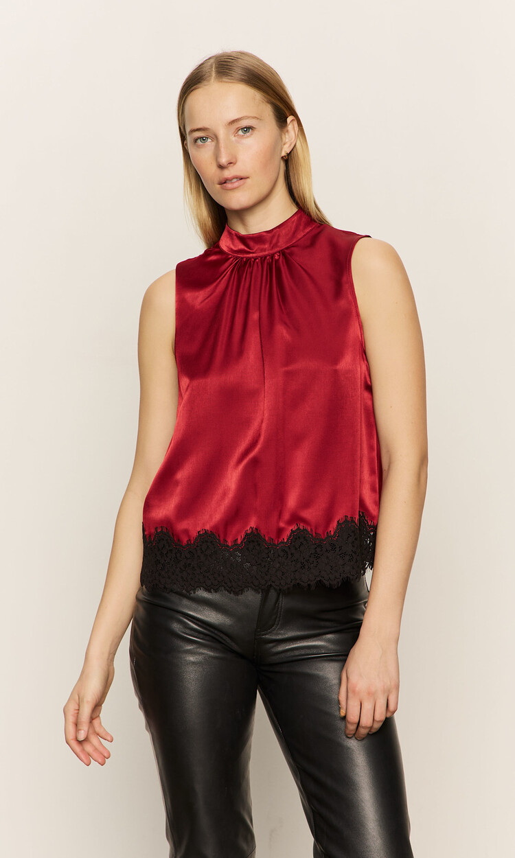 Sanctuary Late Night Satin Tank Crimson
