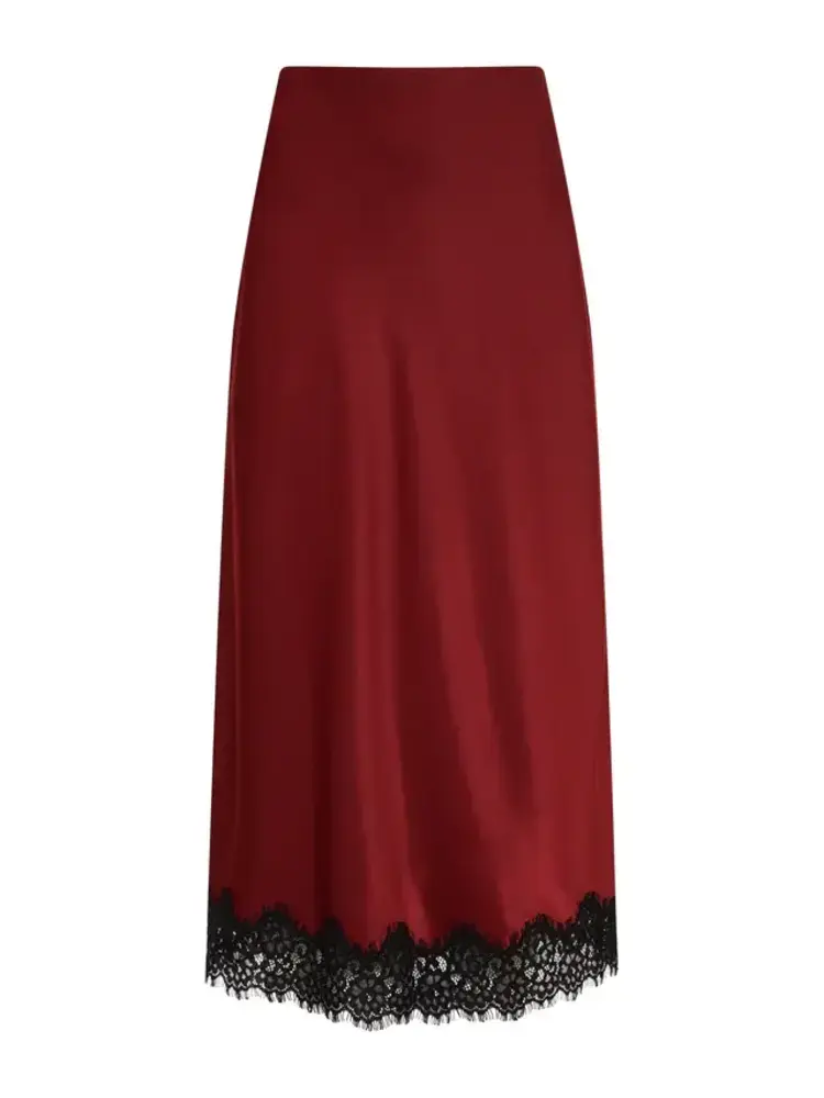 Sanctuary Slip Skirt with Lace Crimson