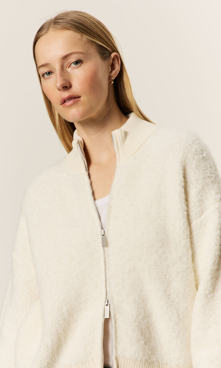 Sanctuary Boucle Sweater Jacket Chalk