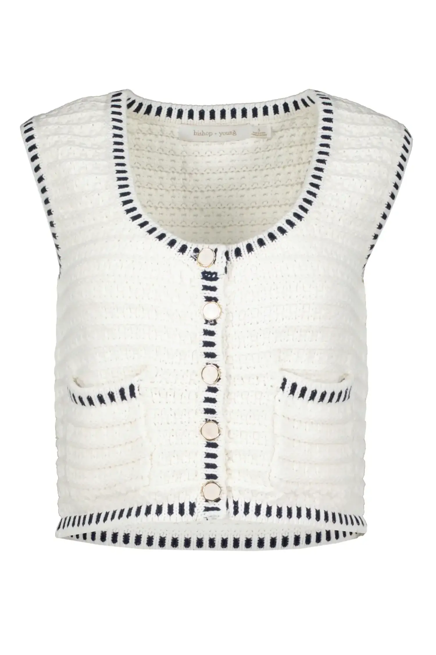 Bishop & Young | Luxe Crochet Sweater Vest Ivory - Tryst Boutique