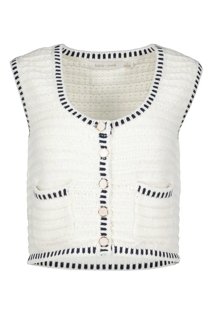 Luxe Crochet Sweater Vest Ivory