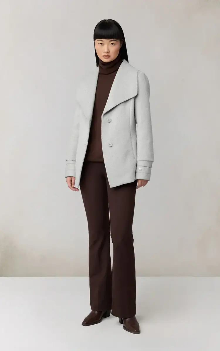 Soia & Kyo FRIEDA Wool Coat With Bib Stone Blue Heather