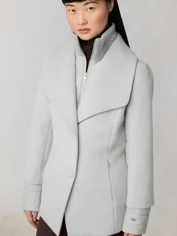 Soia & Kyo FRIEDA Wool Coat With Bib Stone Blue Heather