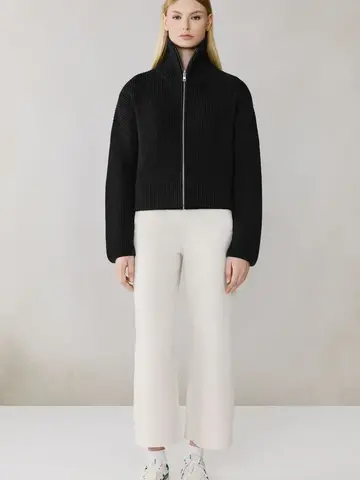 Soia & Kyo NOELLE Wool Blend Cropped Cardigan Black