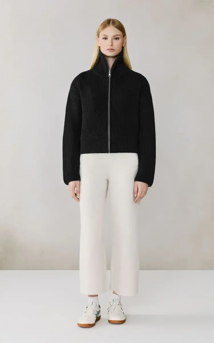 Soia & Kyo NOELLE Wool Blend Cropped Cardigan Black