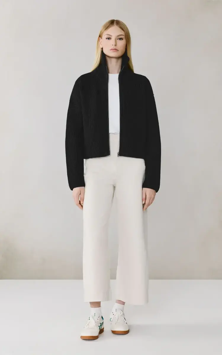 Soia & Kyo NOELLE Wool Blend Cropped Cardigan Black