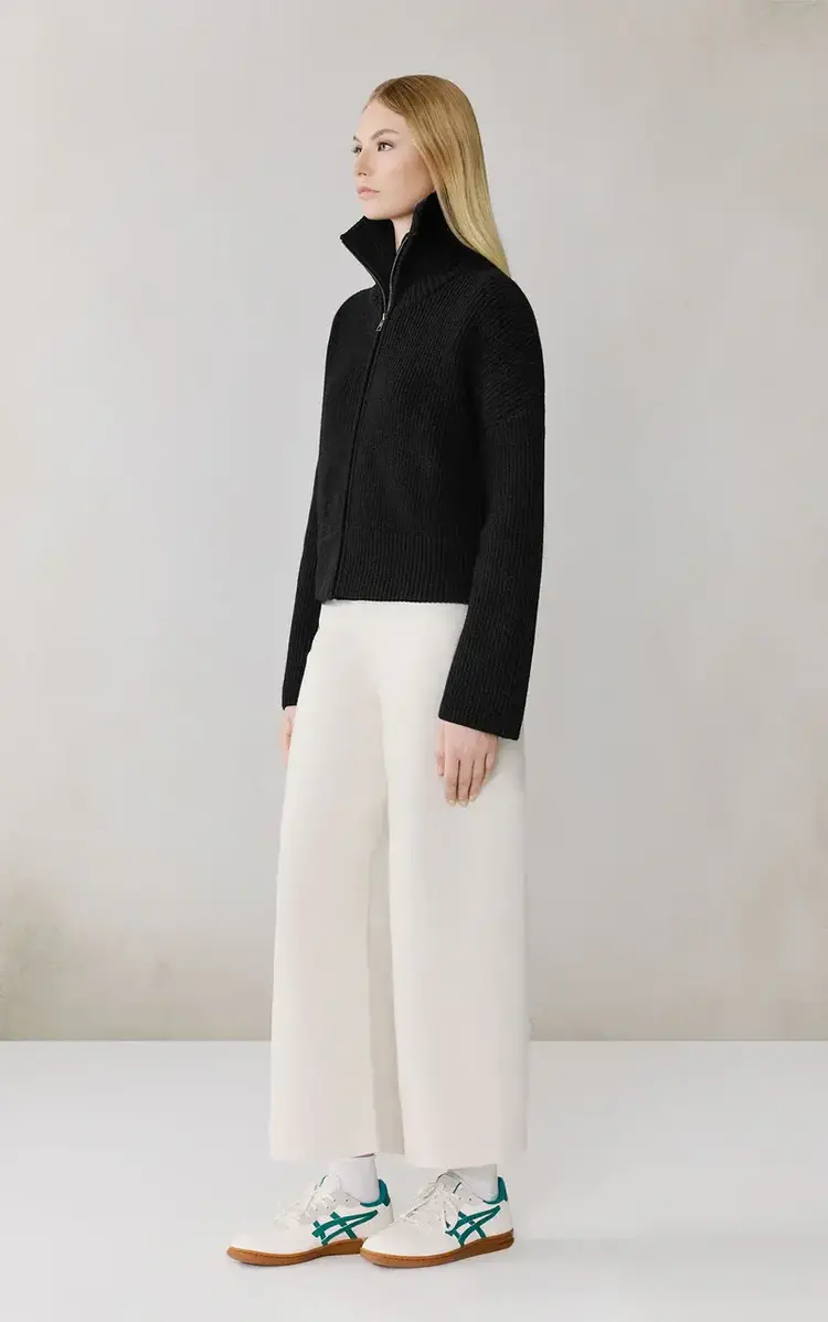 Soia & Kyo NOELLE Wool Blend Cropped Cardigan Black