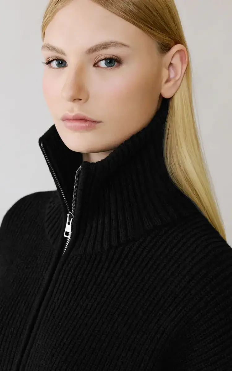 Soia & Kyo NOELLE Wool Blend Cropped Cardigan Black