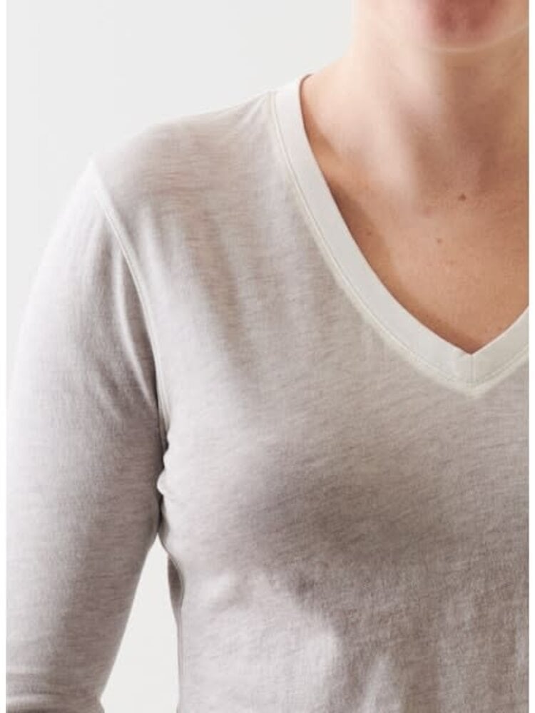 Patrick Assaraf Pima Classic Reverse Spray LS V-Neck Java