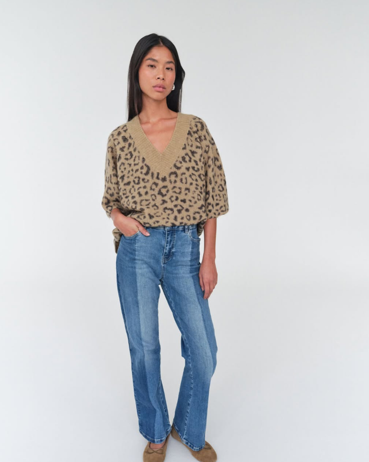 Mos Mosh Taci V-Neck Leo Knit True Camel