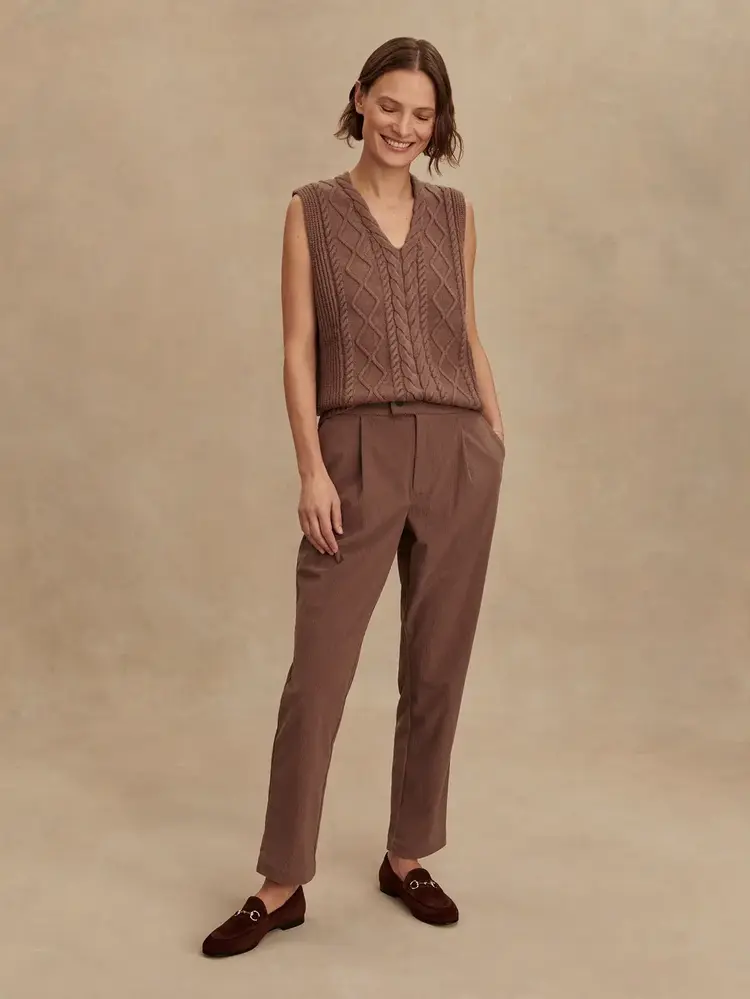 Varley Kay Cable Knit Vest Deep Taupe