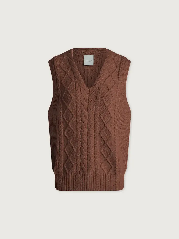 Varley Kay Cable Knit Vest Deep Taupe