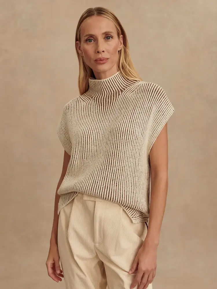 Varley Lauren Plated Knit Tank Cocoa Dust