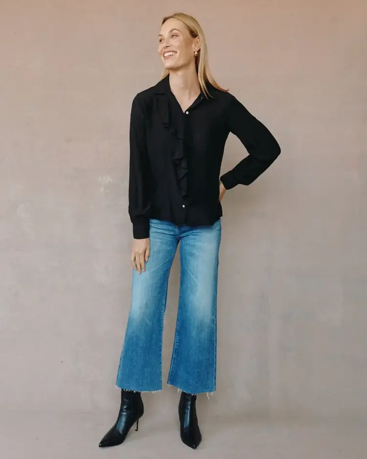 Bella Dahl Ruffle Front Shirt Black