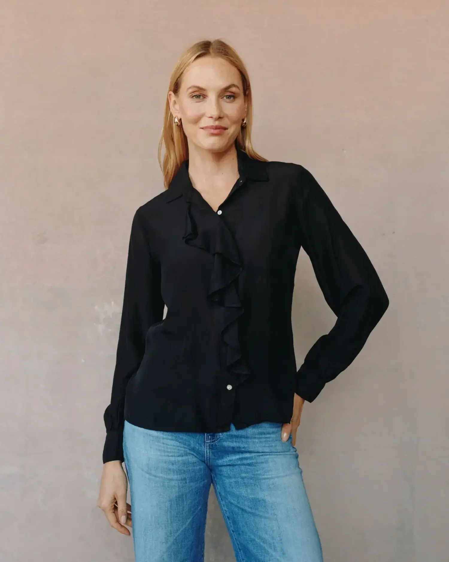 Bella Dahl | Ruffle Front Shirt Black - Tryst Boutique