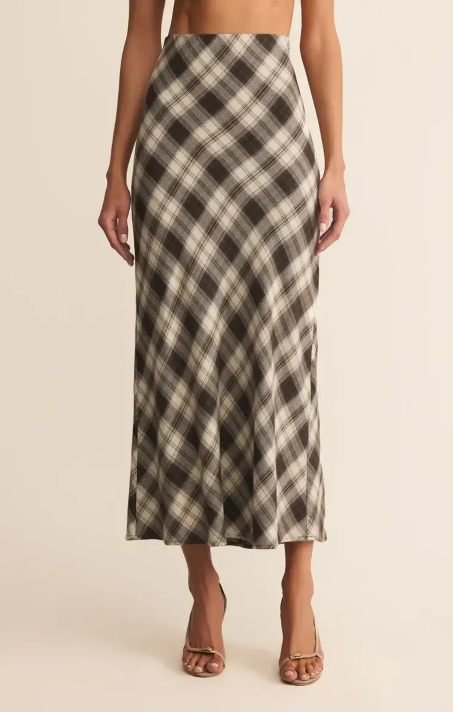 ZSupply | Europa Plaid Midi Skirt Black - Tryst Boutique