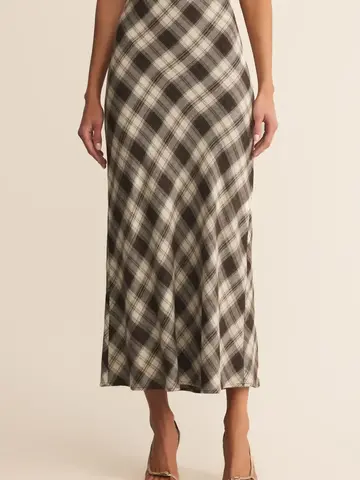 ZSupply Europa Plaid Midi Skirt Black