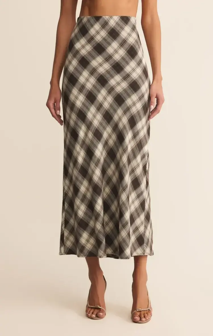 ZSupply Europa Plaid Midi Skirt Black