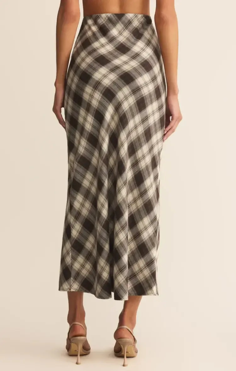 ZSupply Europa Plaid Midi Skirt Black