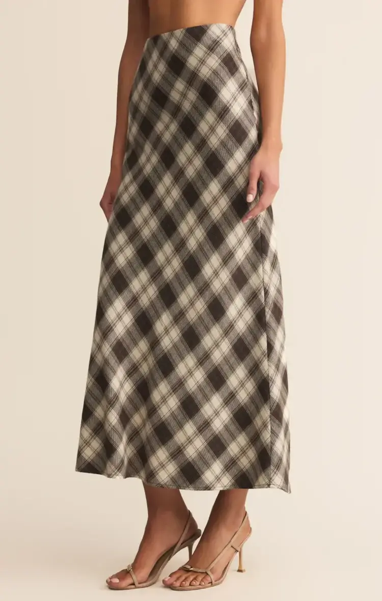 ZSupply Europa Plaid Midi Skirt Black