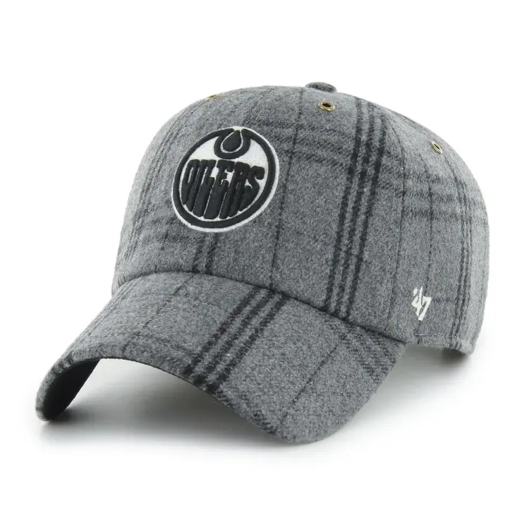 47 Brand 47 Clean Up NHL Edmonton Oilers Windowpane Plaid Adjustable Cap