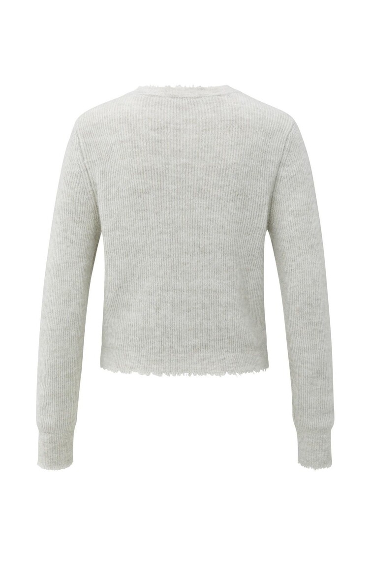 Yaya Short Melange Cardigan with Refined Trim Details Cloud Grey Melange