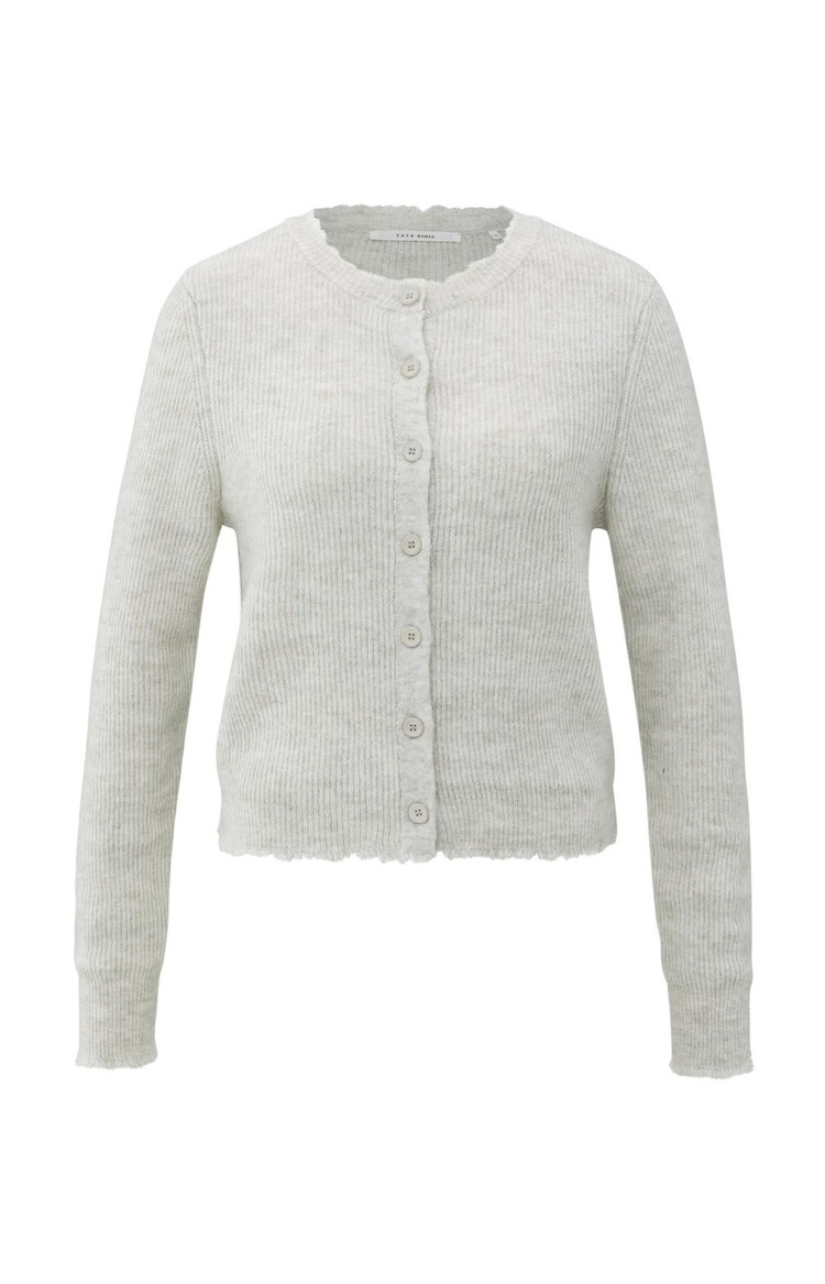 Yaya Short Melange Cardigan with Refined Trim Details Cloud Grey Melange