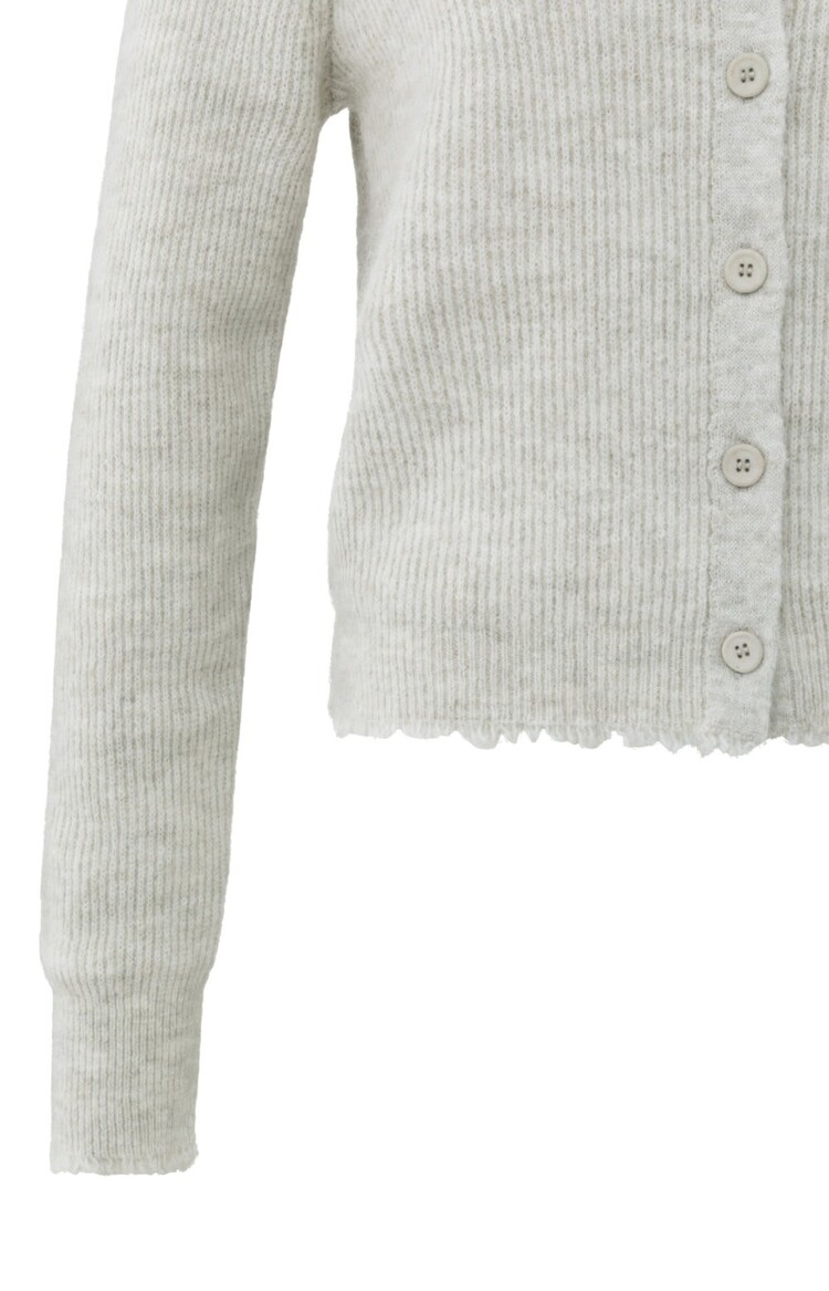 Yaya Short Melange Cardigan with Refined Trim Details Cloud Grey Melange