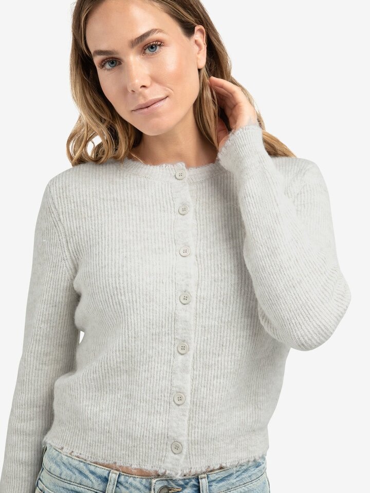 YAYA Sand Beige Melange Cardigan With Contrast Details main image 0