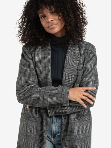 Yaya Oversized Checked Blazer with Button Closure Contours Gray Dessin