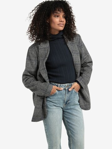 Yaya Oversized Checked Blazer with Button Closure Contours Gray Dessin