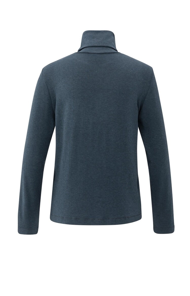 Yaya Heavyweight Jersey Top with Turtleneck and Long Sleeves Collegiate Blue Melange