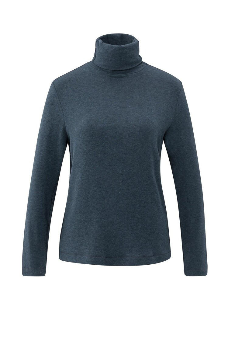 Yaya Heavyweight Jersey Top with Turtleneck and Long Sleeves Collegiate Blue Melange