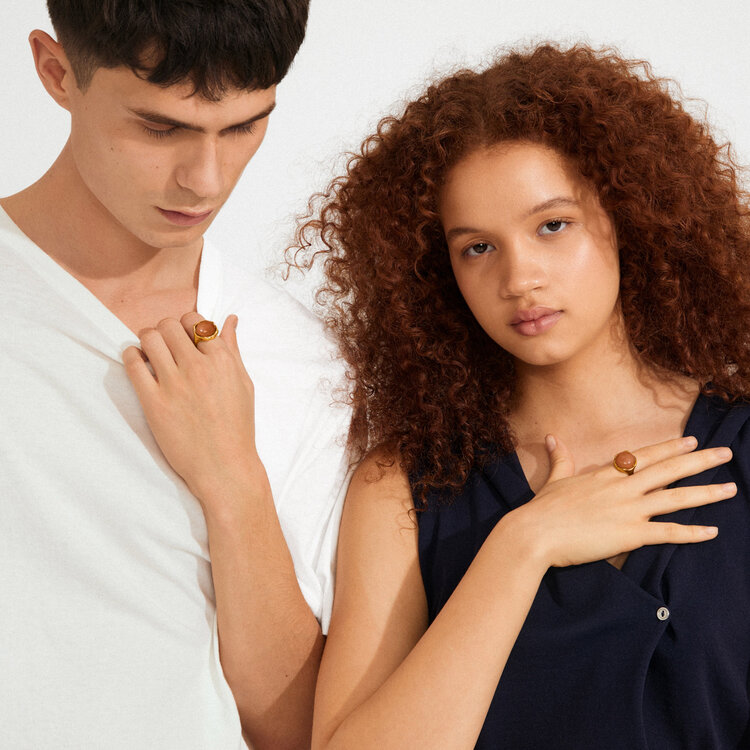 Pilgrim Jewellery SENSE Ring Gold Plated/Aventurine