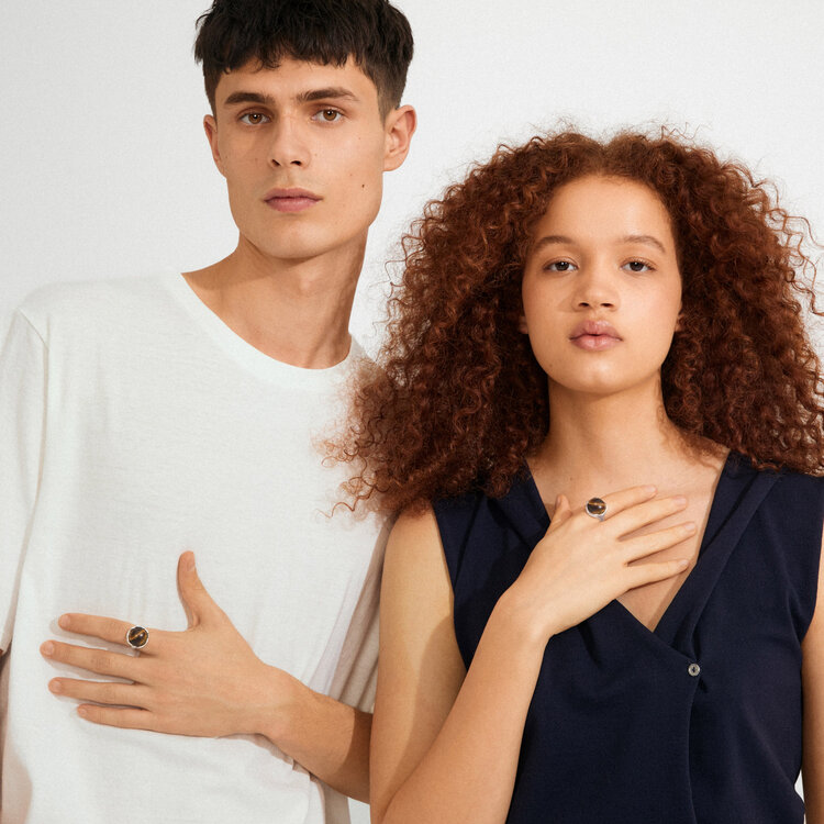 Pilgrim Jewellery SENSE Ring Silver Plated/Tiger Eye