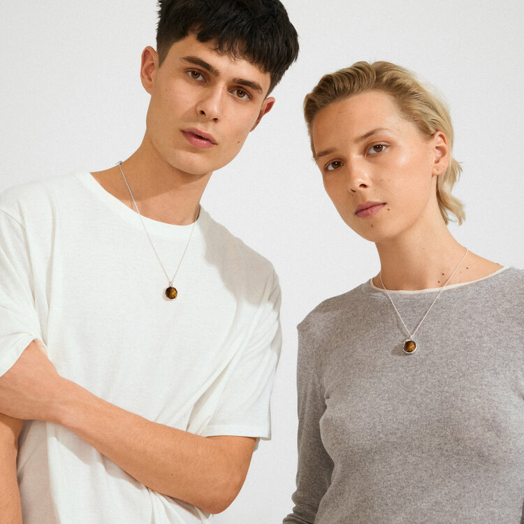 Pilgrim Jewellery SENSE Necklace Silver Plated/Tiger Eye