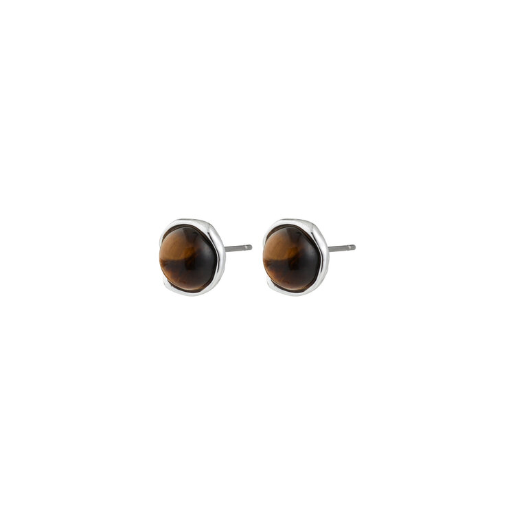 Pilgrim Jewellery SENSE Earrings Silver Plated/Tiger Eye