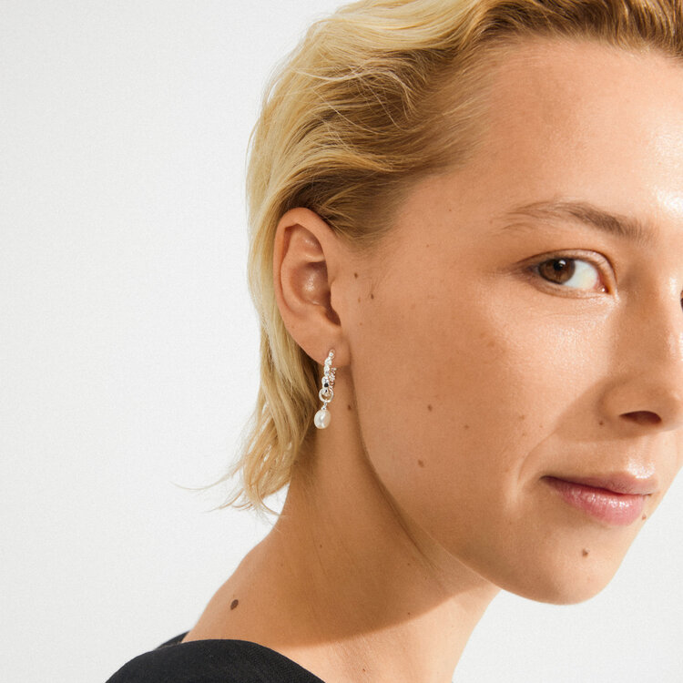 Pilgrim Jewellery SHIFT Pearl Earrings Silver