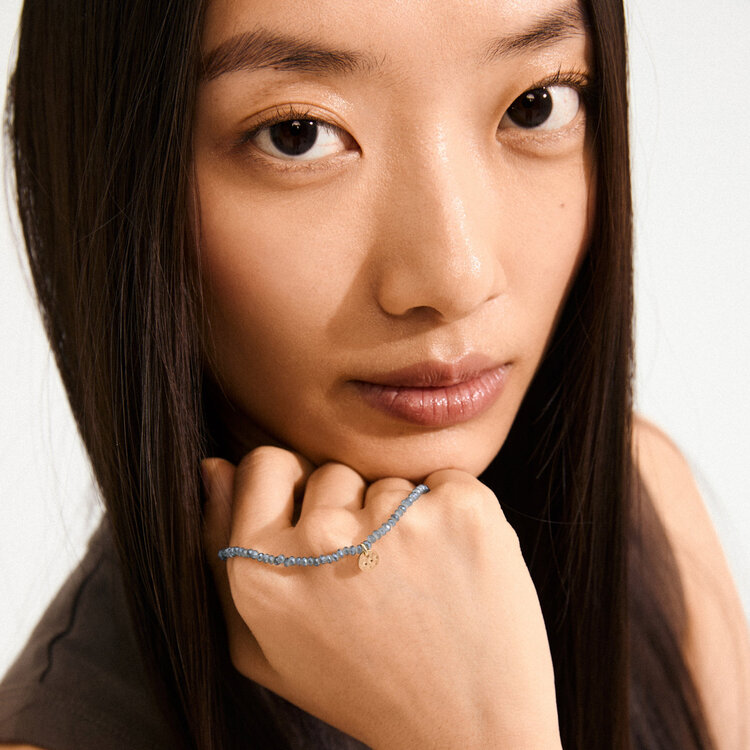 Pilgrim Jewellery INDIE Bracelet Dusty Blue Gold Plated