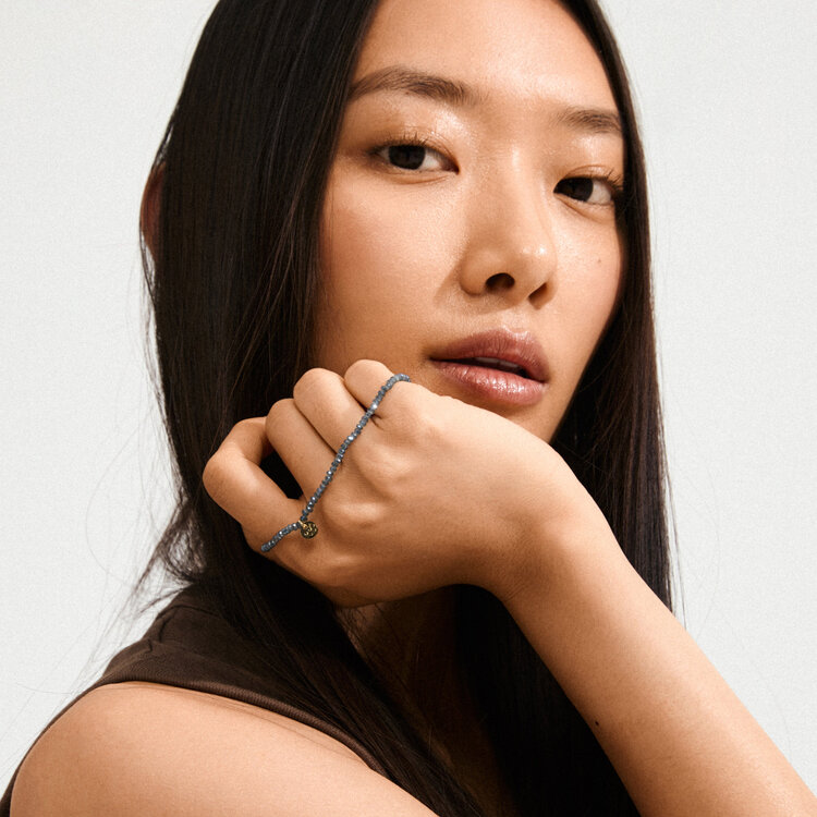 Pilgrim Jewellery INDIE Bracelet Dusty Blue Gold Plated