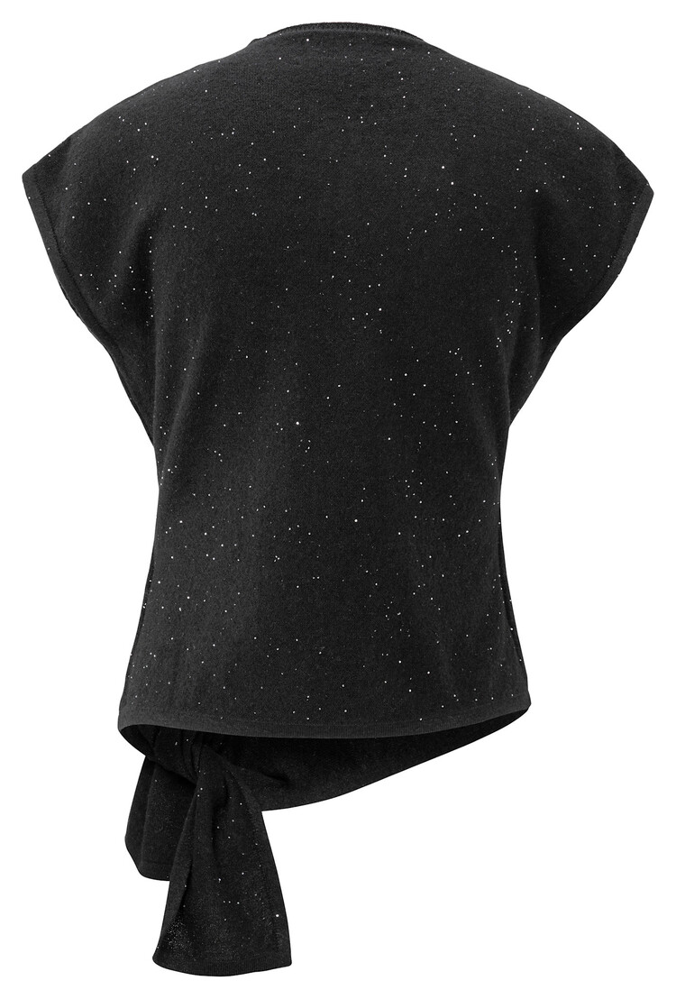 Yaya Sleeveless Sweater with Knot and Sequins Black