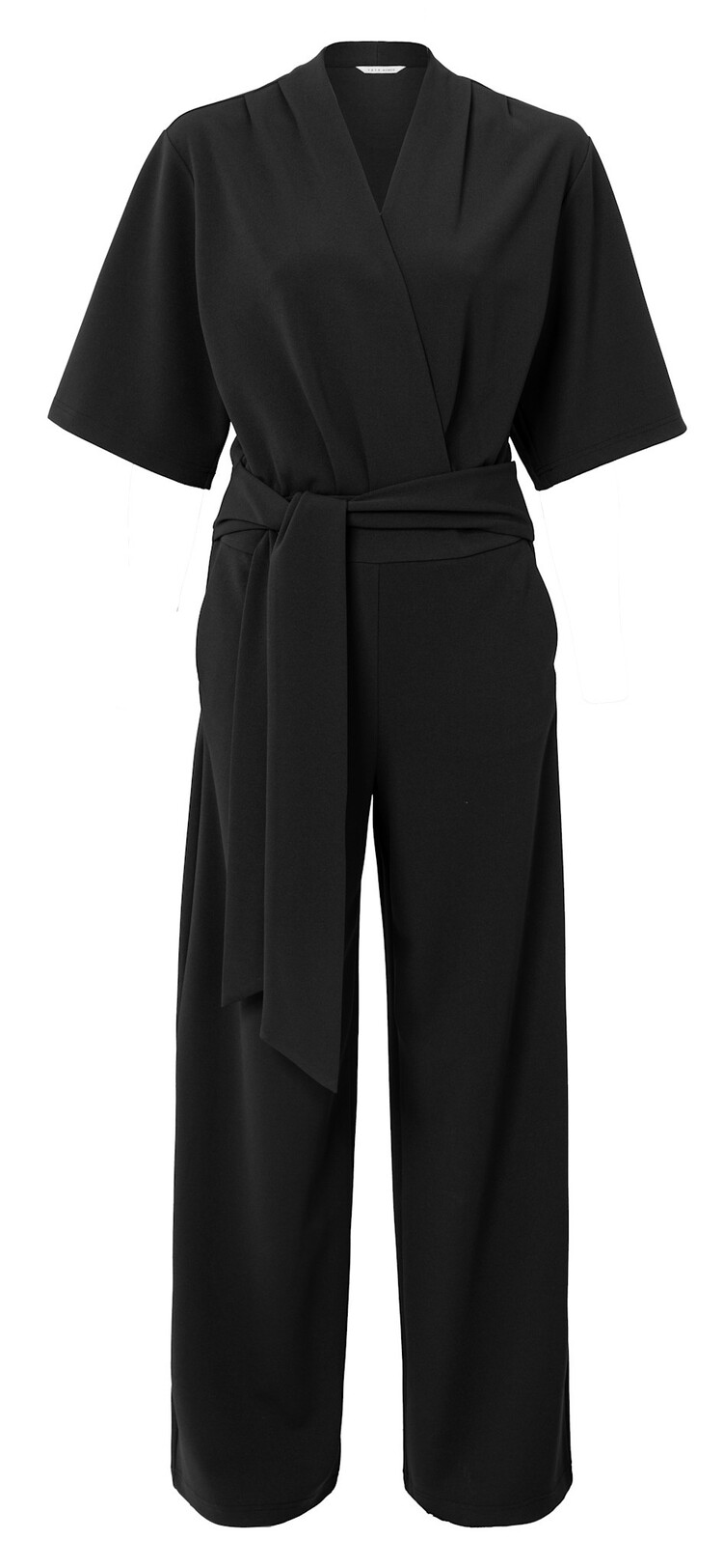 Yaya Jersey Shortsleeve Jumpsuit with Belt Black